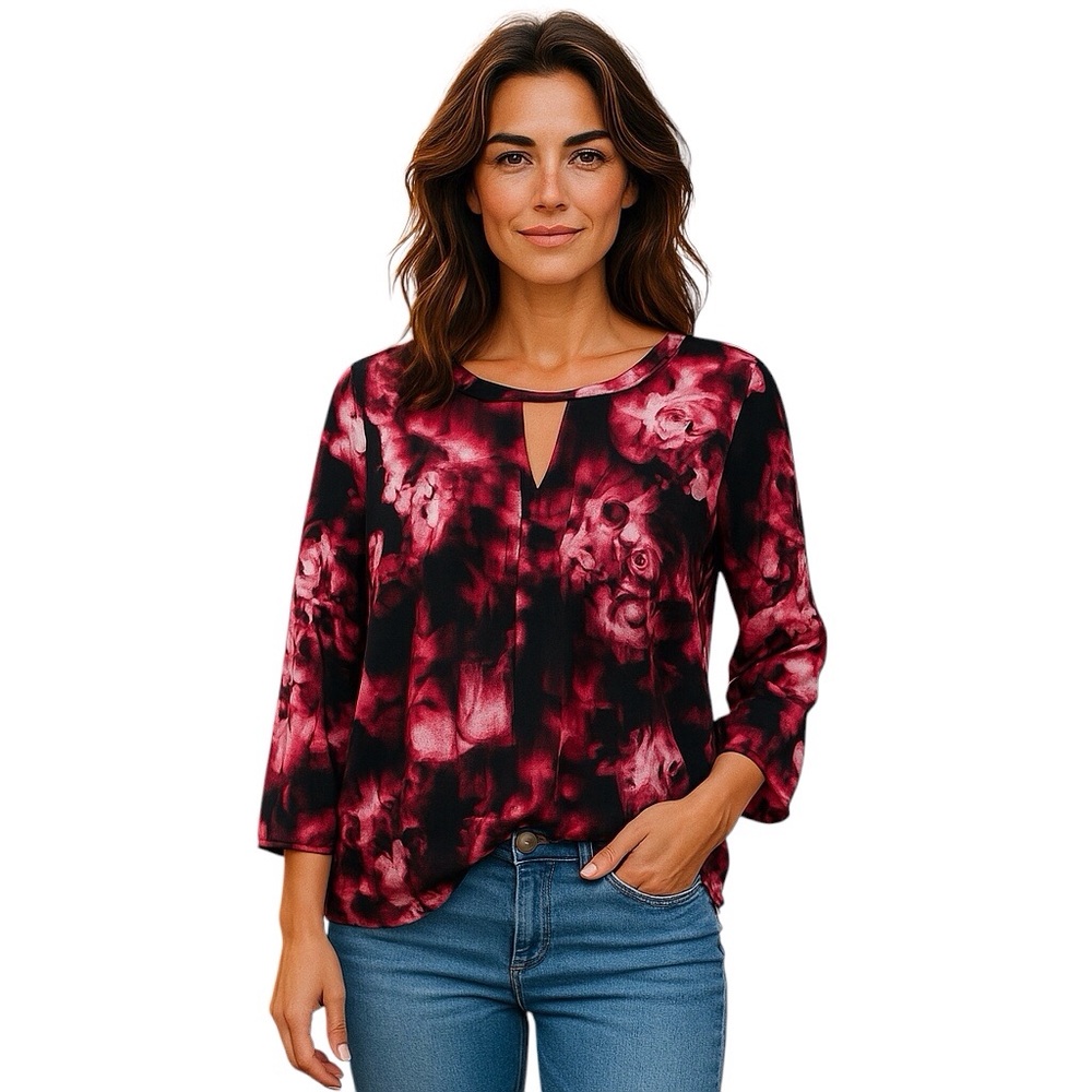 Harve Bernard Bohemian Floral Tunic Top Women Color Multi Size S